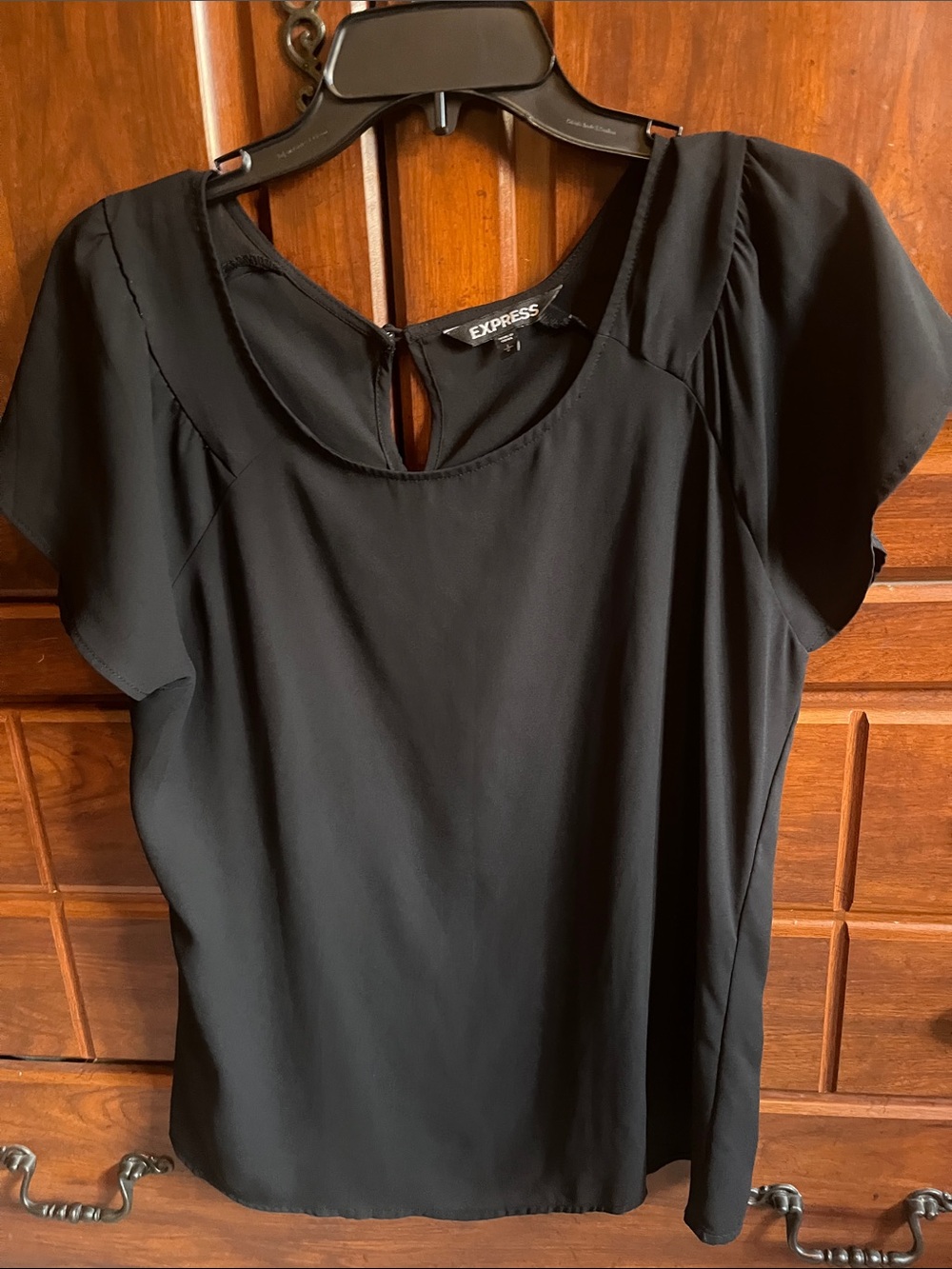 Express Black Short Flutter Sleeve Blouse